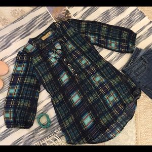 ✨3/$12 Princess Vera Wang Blue/Yellow Sheer Blouse